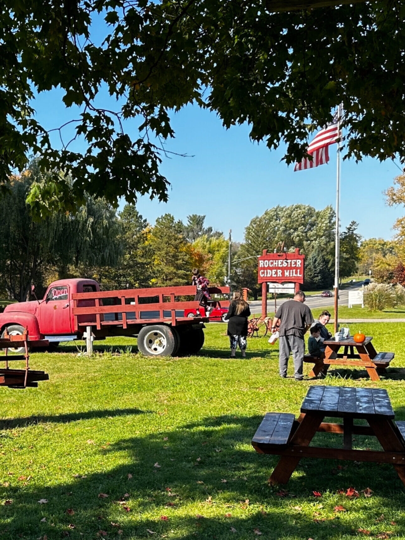 Picnic tables Vintage Farm Truck Tires to Climb and more at Rochester Cider Mill