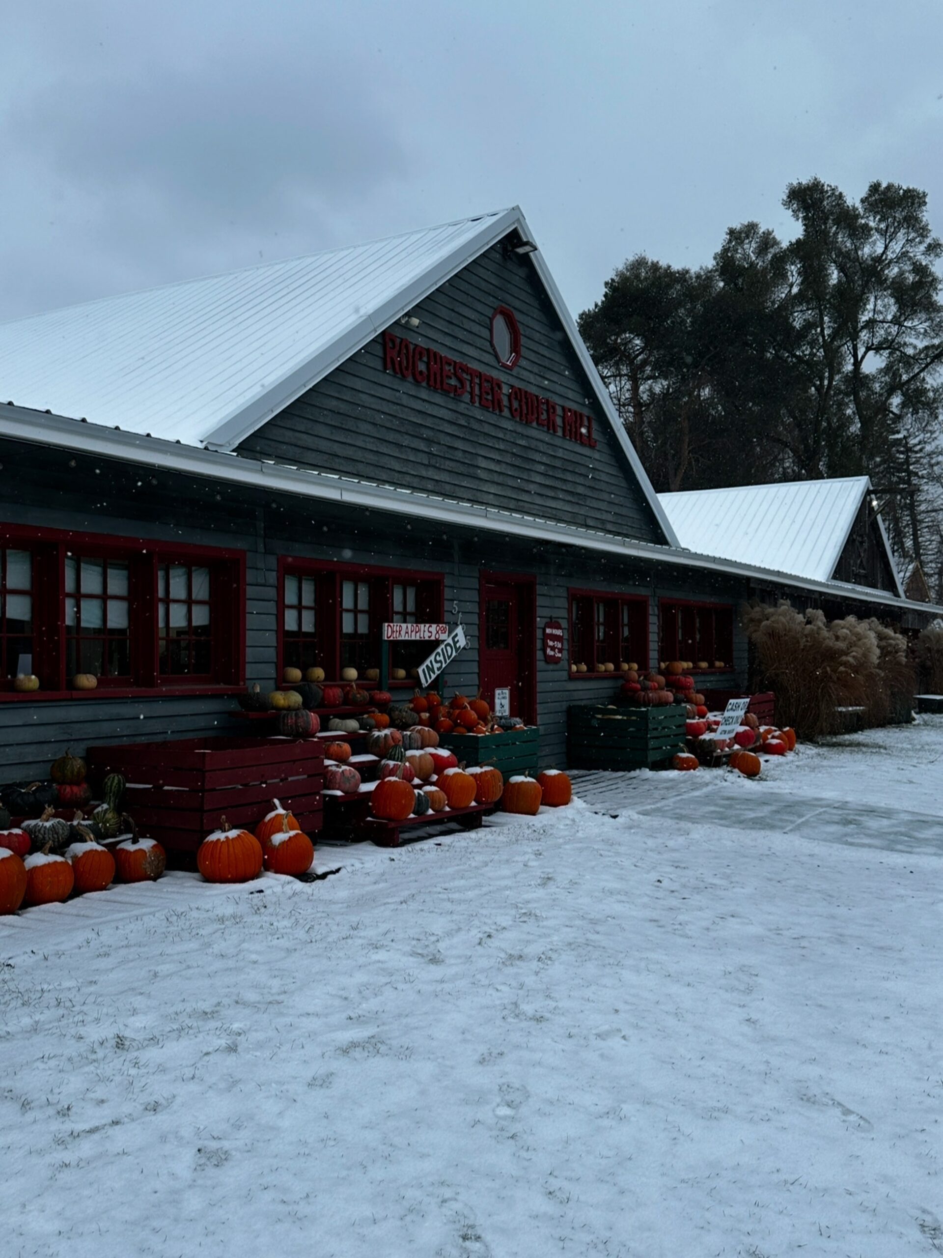 Winter at Rochester Cider Mill beautiful snowfall Michigan