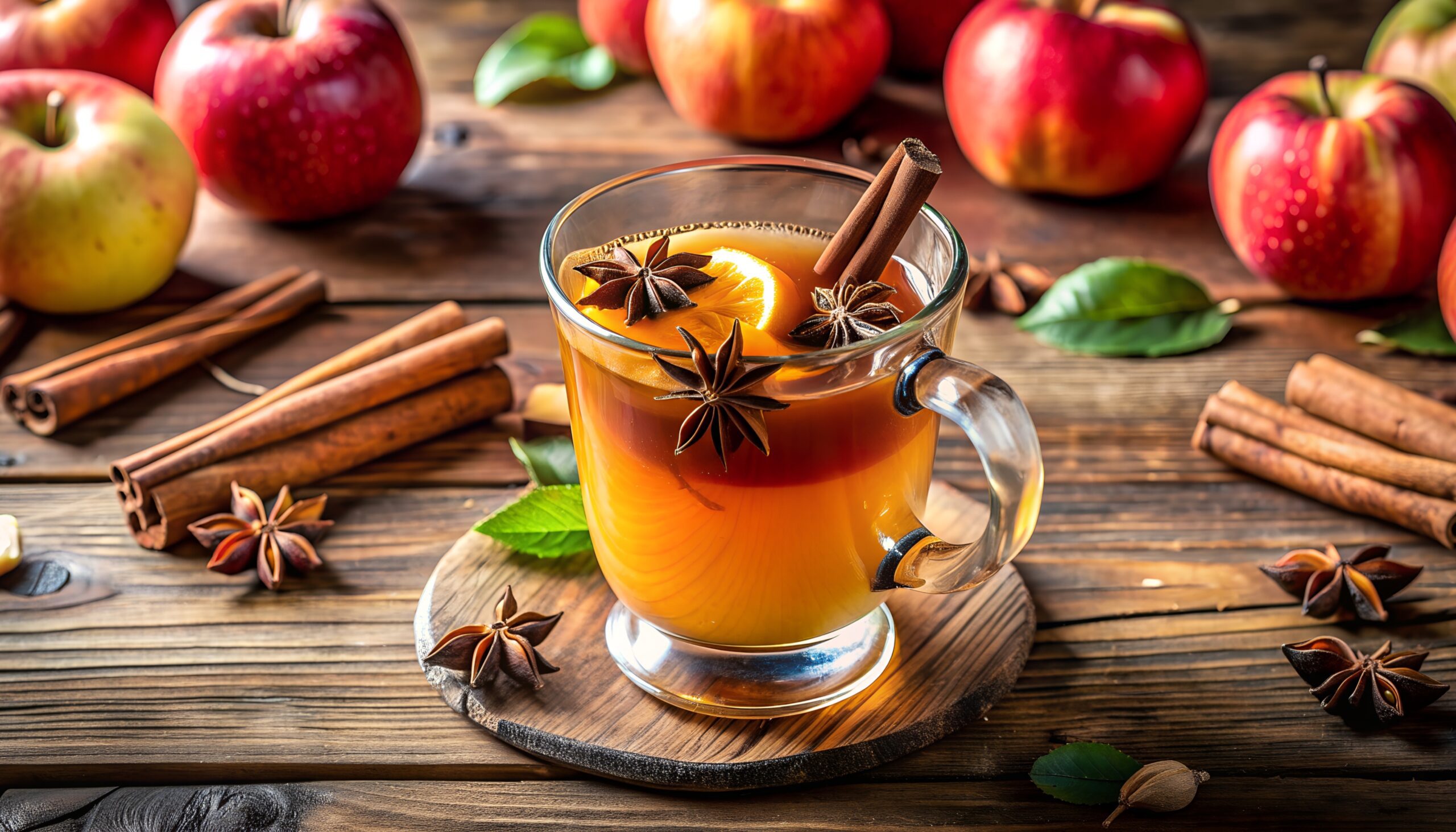 Fresh Pressed Cider with Spices Hot Mulled Cider Cinnamon Anise Allspice Winter Autumn Favorite Oranges Festive Soothing Bright